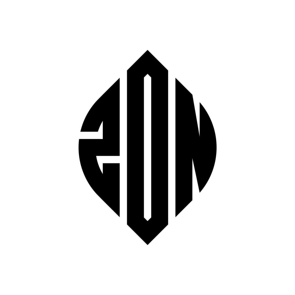 diseño de logotipo de letra de círculo zon con forma de círculo y elipse. letras de elipse zon con estilo tipográfico. las tres iniciales forman un logo circular. vector de marca de letra de monograma abstracto del emblema del círculo zon.