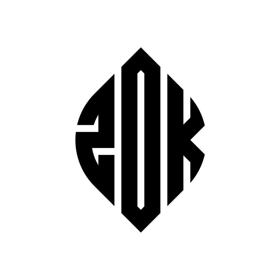 diseño de logotipo de letra de círculo zok con forma de círculo y elipse. letras de elipse zok con estilo tipográfico. las tres iniciales forman un logo circular. vector de marca de letra de monograma abstracto del emblema del círculo zok.