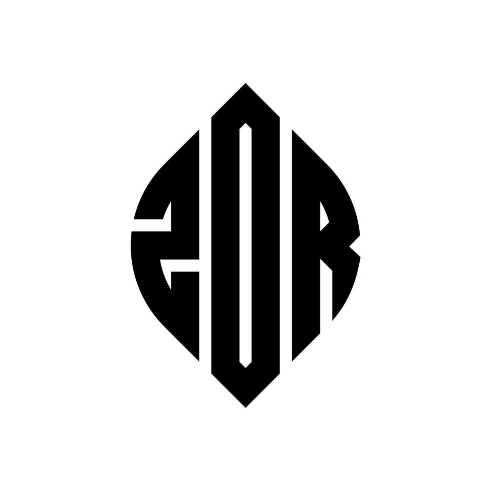 diseño de logotipo de letra de círculo zor con forma de círculo y elipse. Letras de elipse zor con estilo tipográfico. las tres iniciales forman un logo circular. vector de marca de letra de monograma abstracto del emblema del círculo zor.