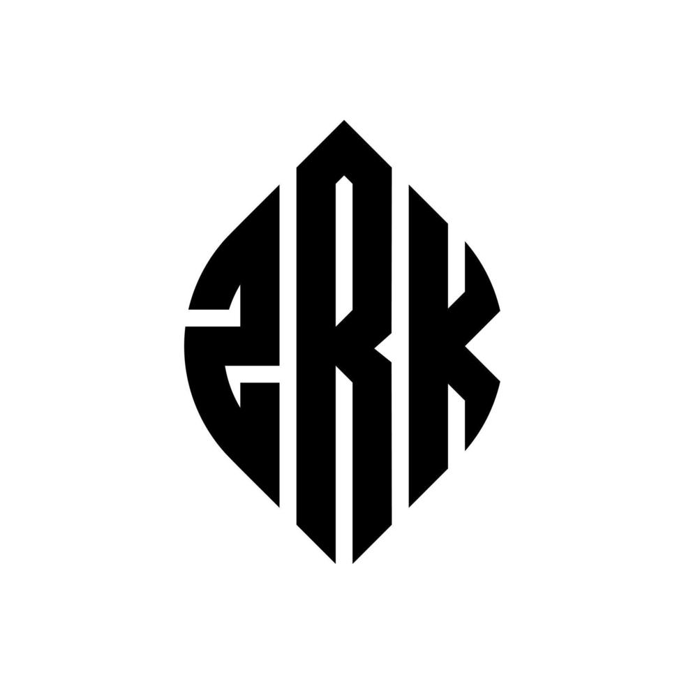 diseño de logotipo de letra de círculo zrk con forma de círculo y elipse. letras elipses zrk con estilo tipográfico. las tres iniciales forman un logo circular. vector de marca de letra de monograma abstracto del emblema del círculo zrk.