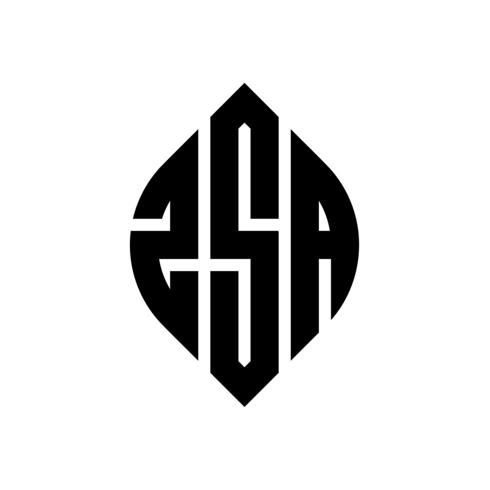 diseño de logotipo de letra circular zsa con forma de círculo y elipse. letras elipses zsa con estilo tipográfico. las tres iniciales forman un logo circular. vector de marca de letra de monograma abstracto del emblema del círculo zsa.