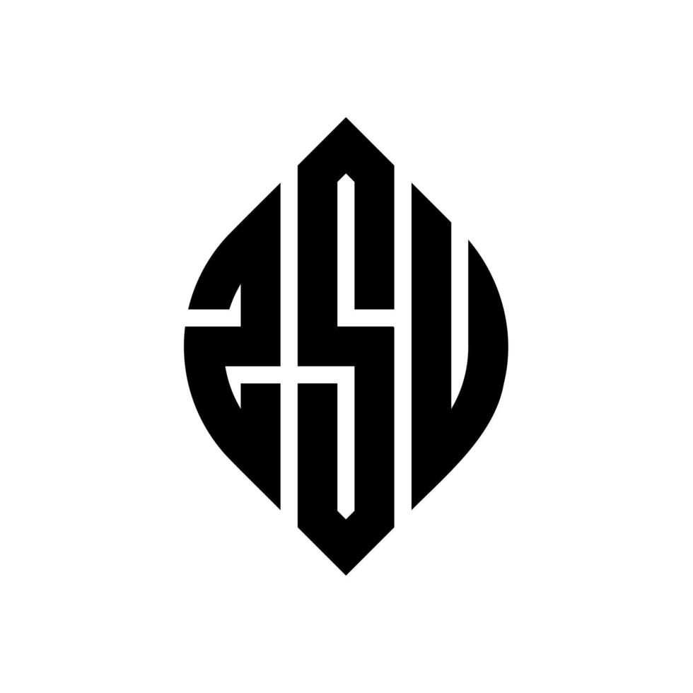 Diseño de logotipo de letra de círculo zsu con forma de círculo y elipse. letras de elipse zsu con estilo tipográfico. las tres iniciales forman un logo circular. zsu círculo emblema resumen monograma letra marca vector. vector