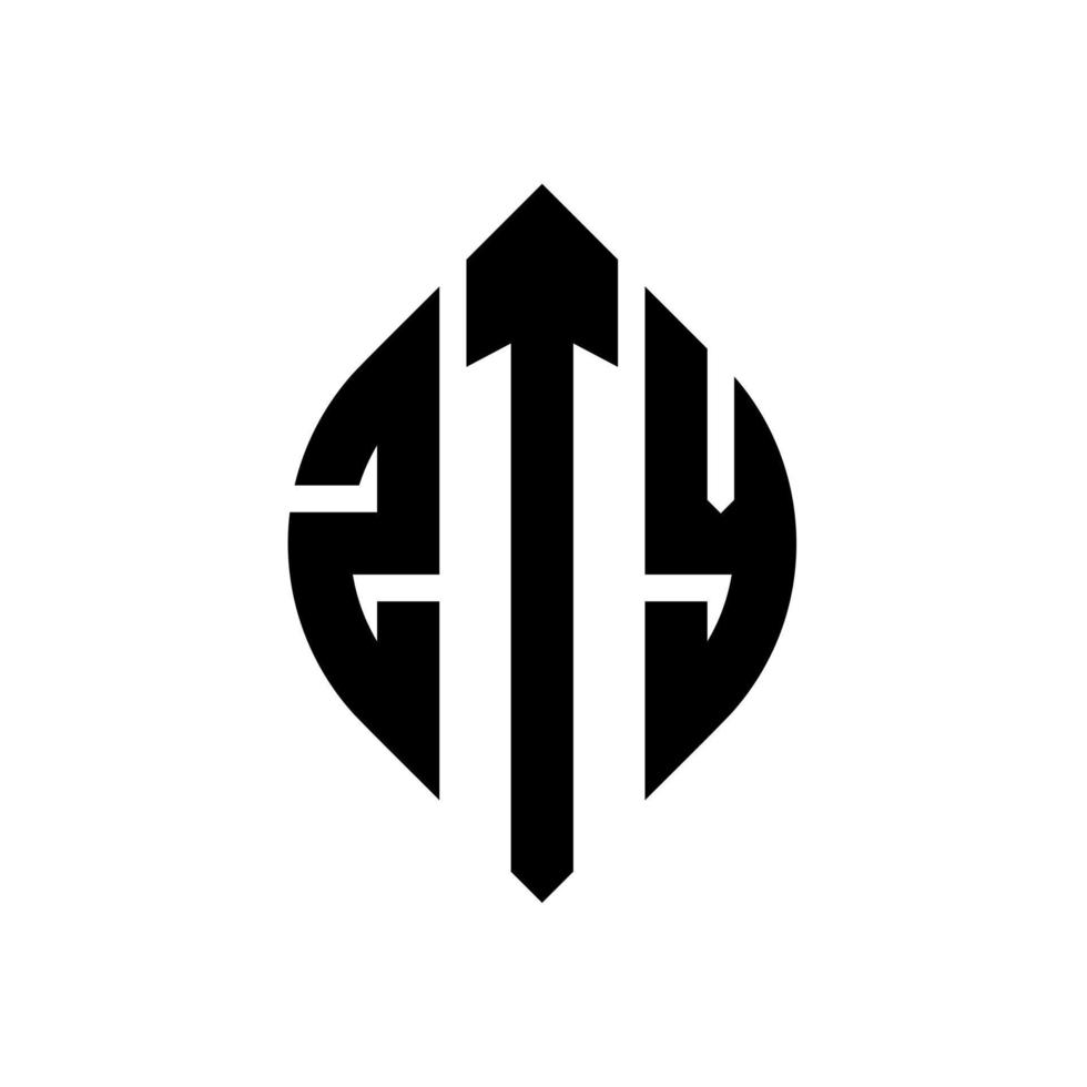 diseño de logotipo de letra de círculo zty con forma de círculo y elipse. letras de elipse zty con estilo tipográfico. las tres iniciales forman un logo circular. vector de marca de letra de monograma abstracto del emblema del círculo zty.