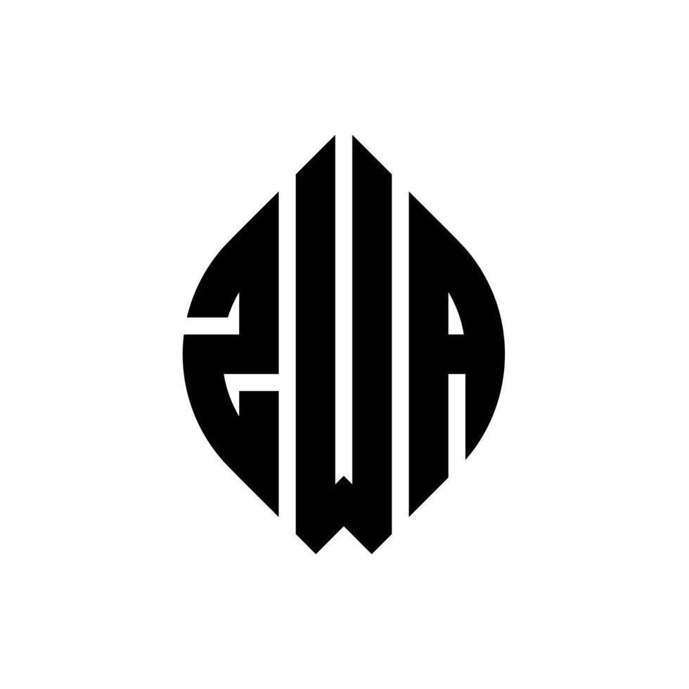 ZWA circle letter logo design with circle and ellipse shape. ZWA ellipse letters with typographic style. The three initials form a circle logo. ZWA Circle Emblem Abstract Monogram Letter Mark Vector. vector