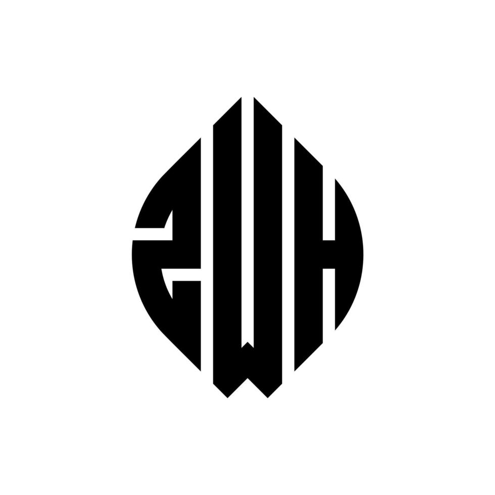 diseño de logotipo de letra circular zwh con forma de círculo y elipse. letras elipses zwh con estilo tipográfico. las tres iniciales forman un logo circular. vector de marca de letra de monograma abstracto del emblema del círculo zwh.