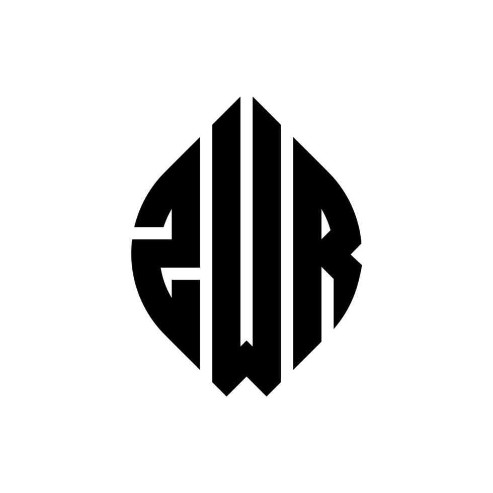 ZWR circle letter logo design with circle and ellipse shape. ZWR ellipse letters with typographic style. The three initials form a circle logo. ZWR Circle Emblem Abstract Monogram Letter Mark Vector. vector