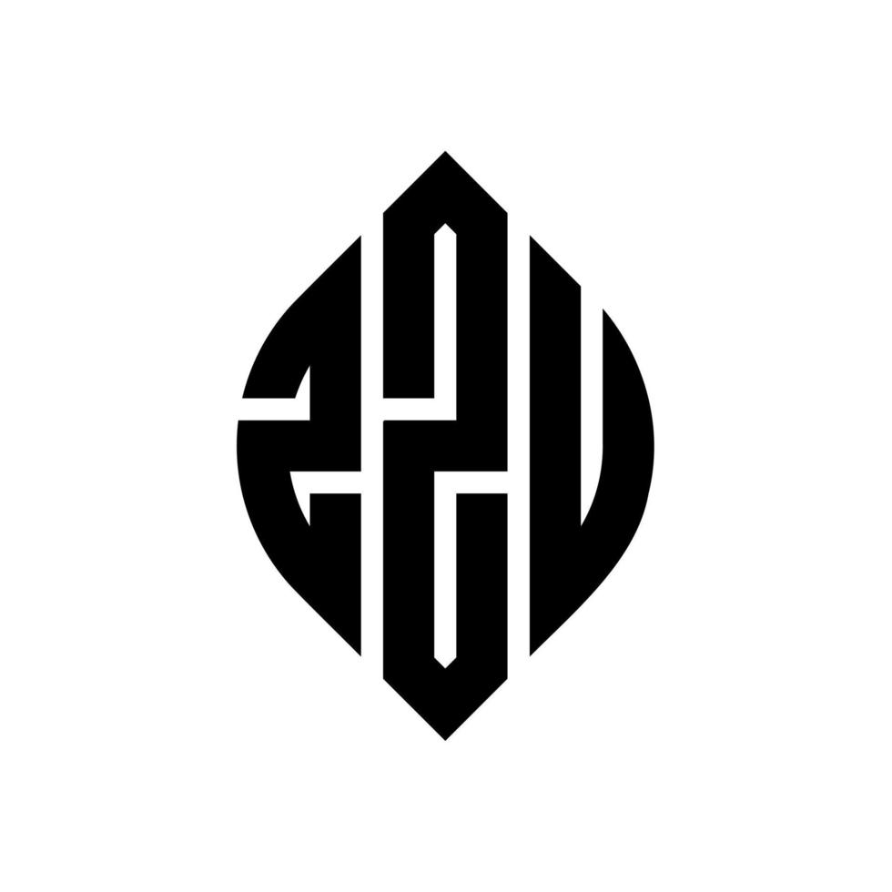 diseño de logotipo de letra de círculo zzu con forma de círculo y elipse. letras elipses zzu con estilo tipográfico. las tres iniciales forman un logo circular. vector de marca de letra de monograma abstracto del emblema del círculo zzu.