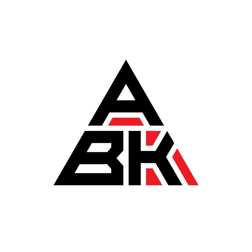 abk diseño de logotipo de letra triangular con forma de triángulo. monograma de diseño de logotipo de triángulo abk. plantilla de logotipo de vector de triángulo abk con color rojo. logotipo triangular abk logotipo simple, elegante y lujoso.