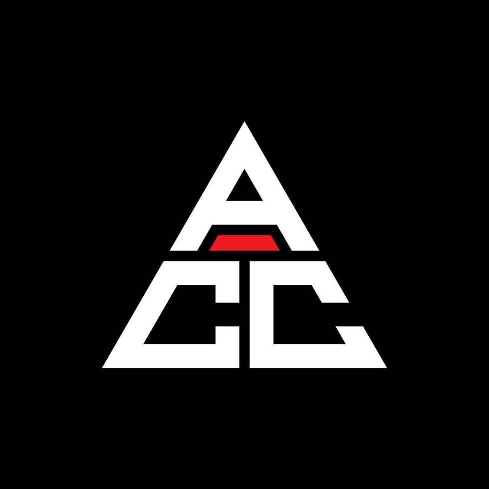 diseño de logotipo de letra triangular acc con forma de triángulo. monograma de diseño de logotipo de triángulo acc. plantilla de logotipo de vector de triángulo acc con color rojo. logo triangular acc logo simple, elegante y lujoso.
