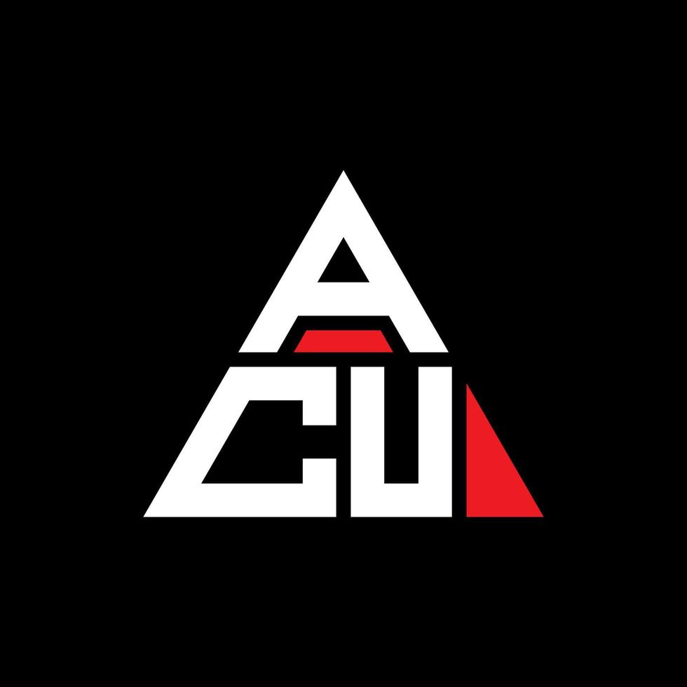 diseño de logotipo de letra triangular acu con forma de triángulo. monograma de diseño de logotipo de triángulo acu. Plantilla de logotipo de vector de triángulo acu con color rojo. logo triangular acu logo simple, elegante y lujoso.