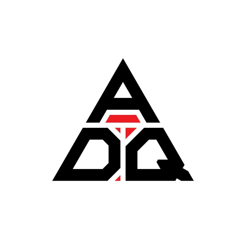 ADQ triangle letter logo design with triangle shape. ADQ triangle logo design monogram. ADQ triangle vector logo template with red color. ADQ triangular logo Simple, Elegant, and Luxurious Logo.