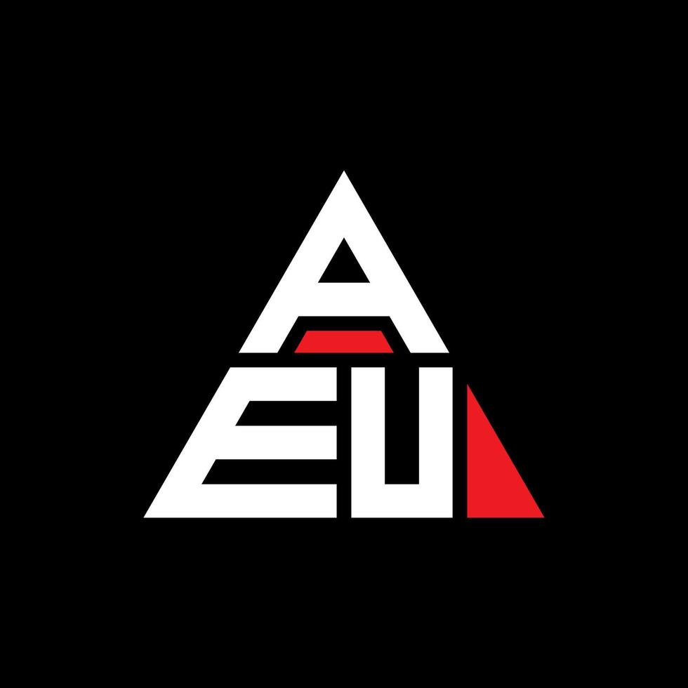 AEU triangle letter logo design with triangle shape. AEU triangle logo design monogram. AEU triangle vector logo template with red color. AEU triangular logo Simple, Elegant, and Luxurious Logo.