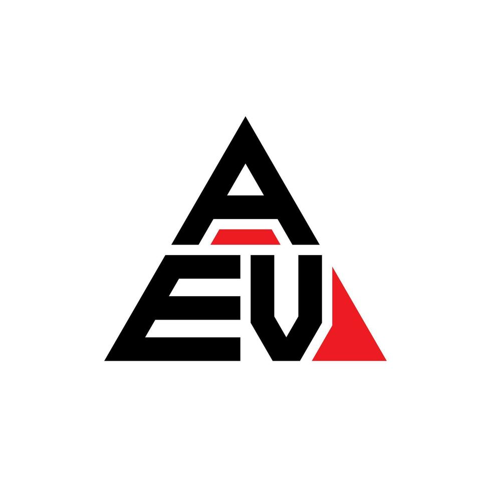 AEV triangle letter logo design with triangle shape. AEV triangle logo design monogram. AEV triangle vector logo template with red color. AEV triangular logo Simple, Elegant, and Luxurious Logo.