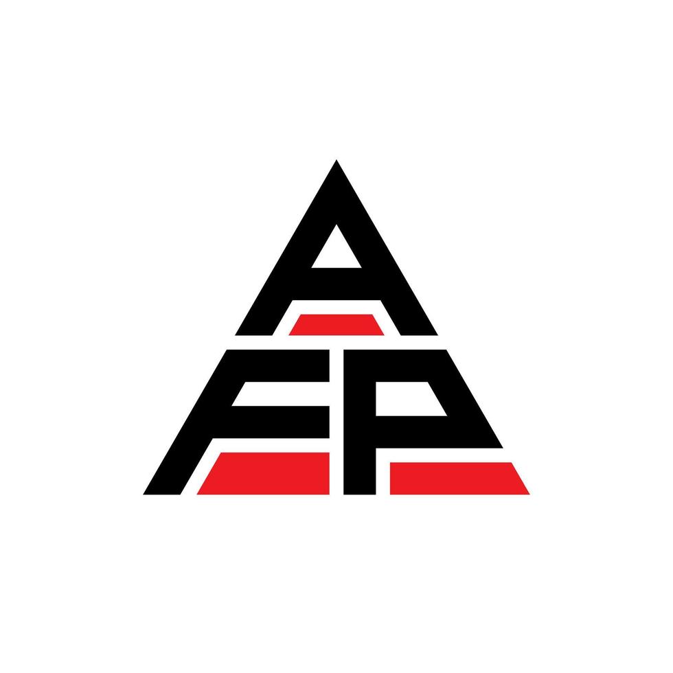 AFP triangle letter logo design with triangle shape. AFP triangle logo design monogram. AFP triangle vector logo template with red color. AFP triangular logo Simple, Elegant, and Luxurious Logo.