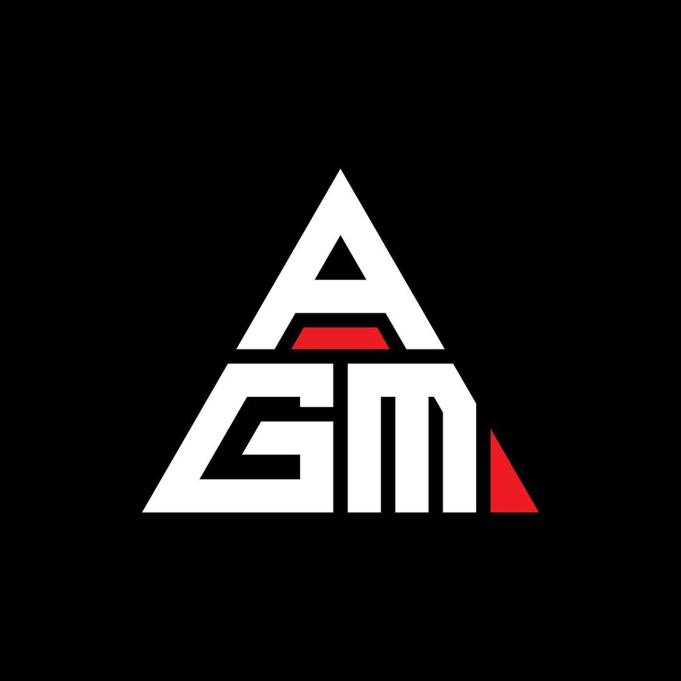 AGM triangle letter logo design with triangle shape. AGM triangle logo design monogram. AGM triangle vector logo template with red color. AGM triangular logo Simple, Elegant, and Luxurious Logo.
