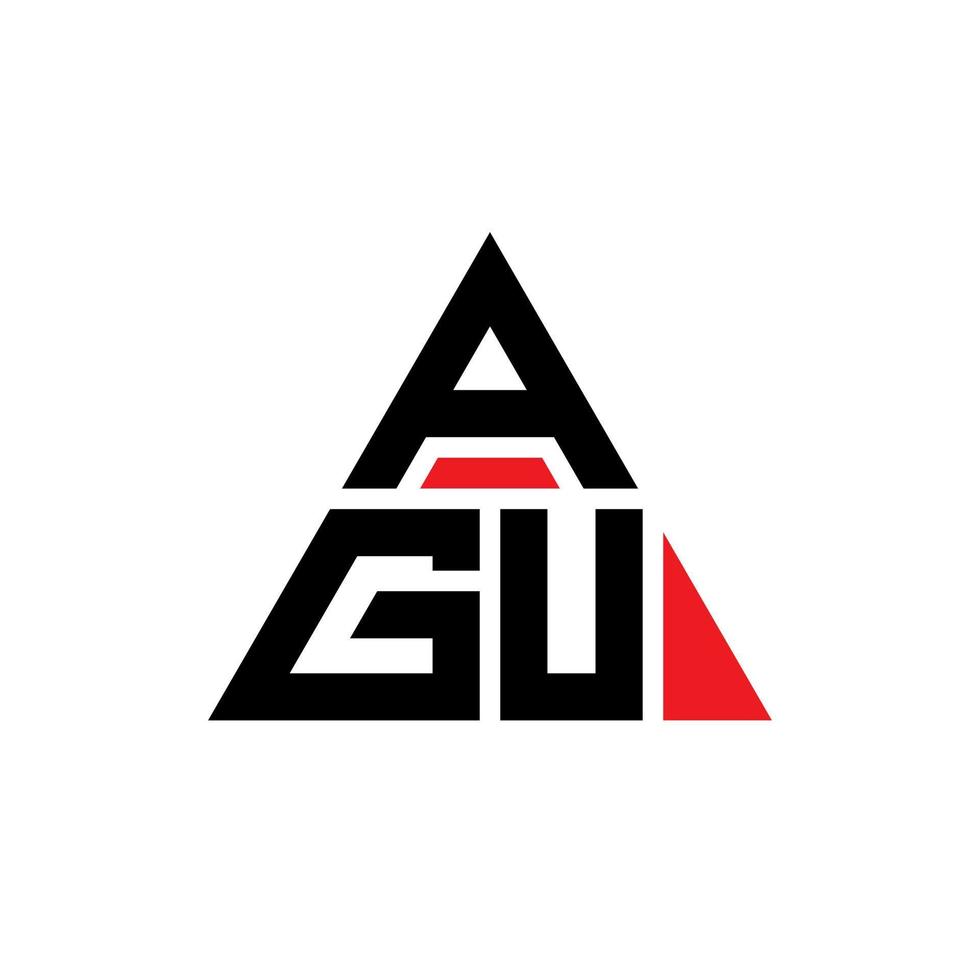 AGU triangle letter logo design with triangle shape. AGU triangle logo design monogram. AGU triangle vector logo template with red color. AGU triangular logo Simple, Elegant, and Luxurious Logo.