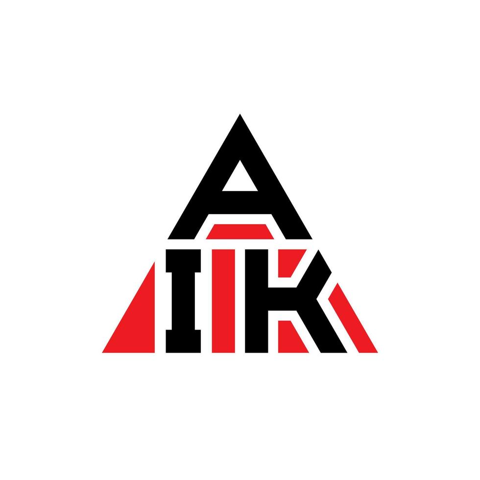 AIK triangle letter logo design with triangle shape. AIK triangle logo design monogram. AIK triangle vector logo template with red color. AIK triangular logo Simple, Elegant, and Luxurious Logo.