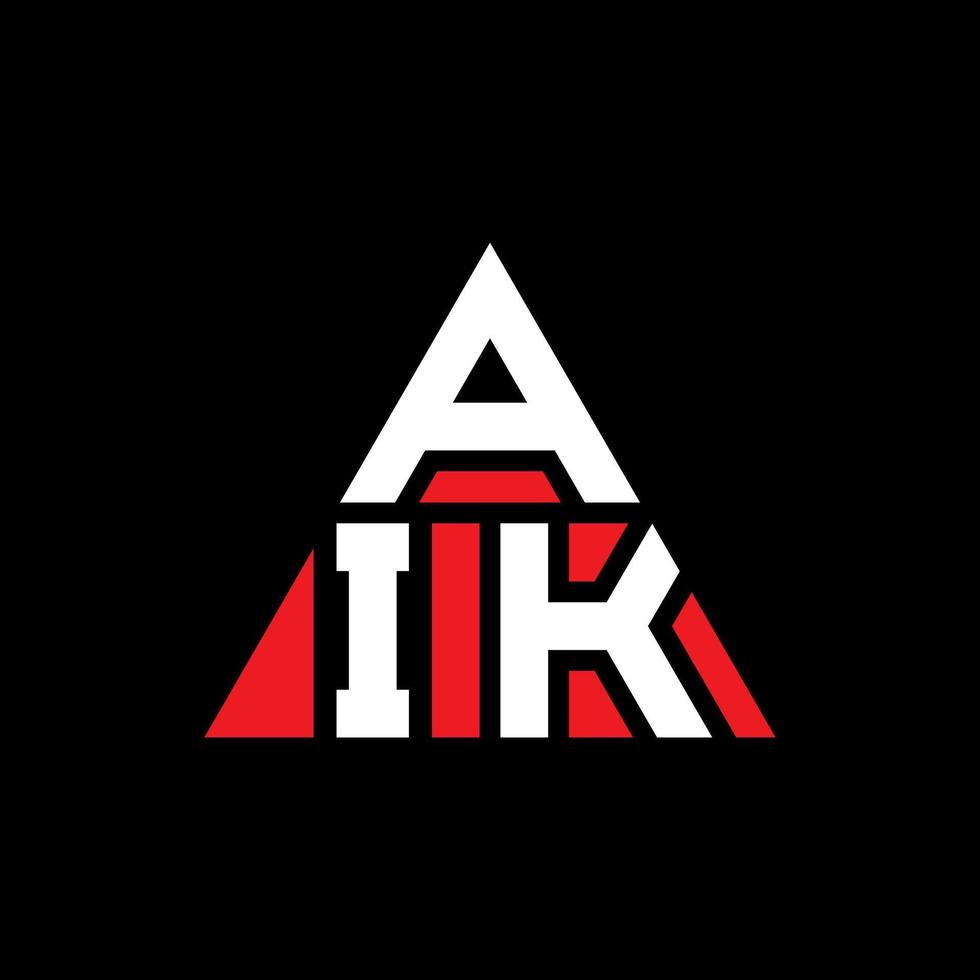 AIK triangle letter logo design with triangle shape. AIK triangle logo design monogram. AIK triangle vector logo template with red color. AIK triangular logo Simple, Elegant, and Luxurious Logo.