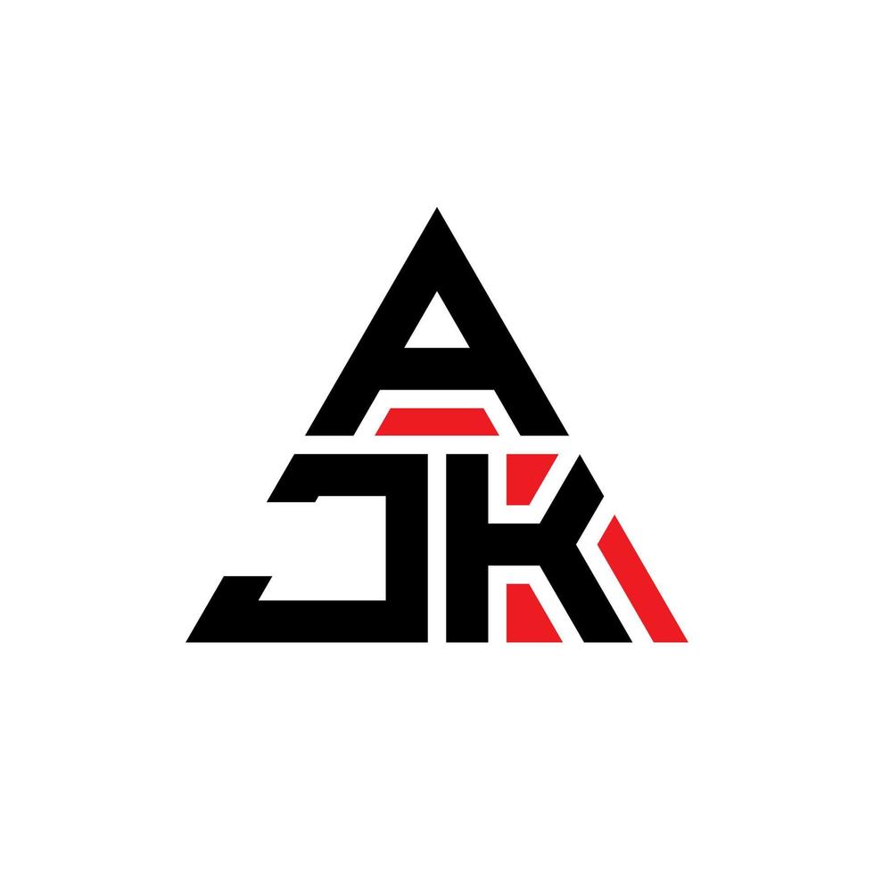 diseño de logotipo de letra triangular ajk con forma de triángulo. monograma de diseño del logotipo del triángulo ajk. plantilla de logotipo de vector de triángulo ajk con color rojo. logotipo triangular ajk logotipo simple, elegante y lujoso.