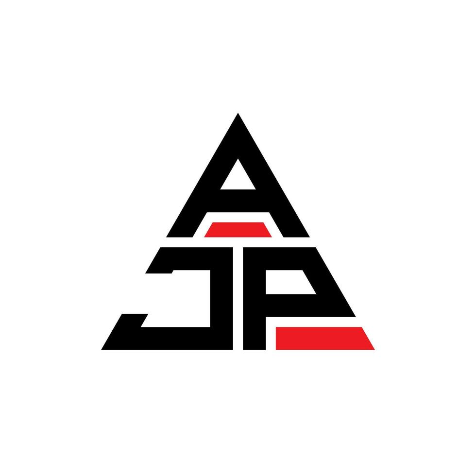 AJP triangle letter logo design with triangle shape. AJP triangle logo design monogram. AJP triangle vector logo template with red color. AJP triangular logo Simple, Elegant, and Luxurious Logo.