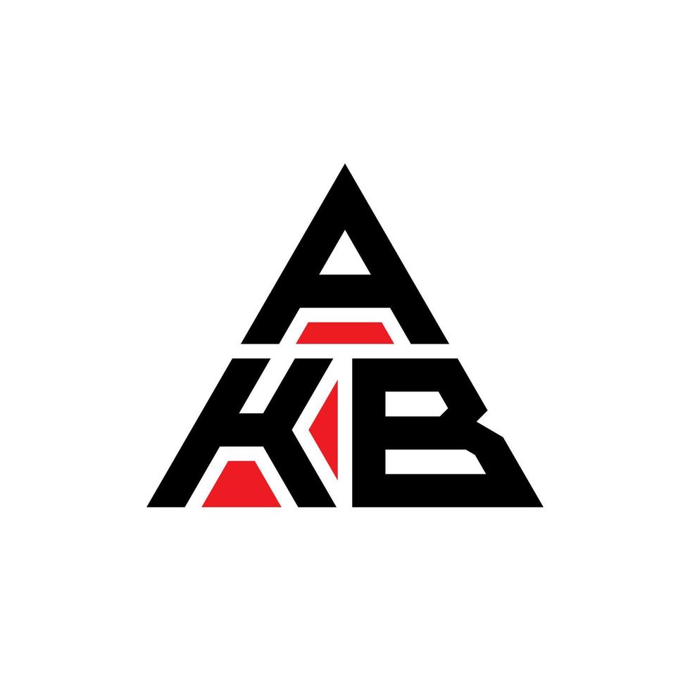 AKB triangle letter logo design with triangle shape. AKB triangle logo design monogram. AKB triangle vector logo template with red color. AKB triangular logo Simple, Elegant, and Luxurious Logo.