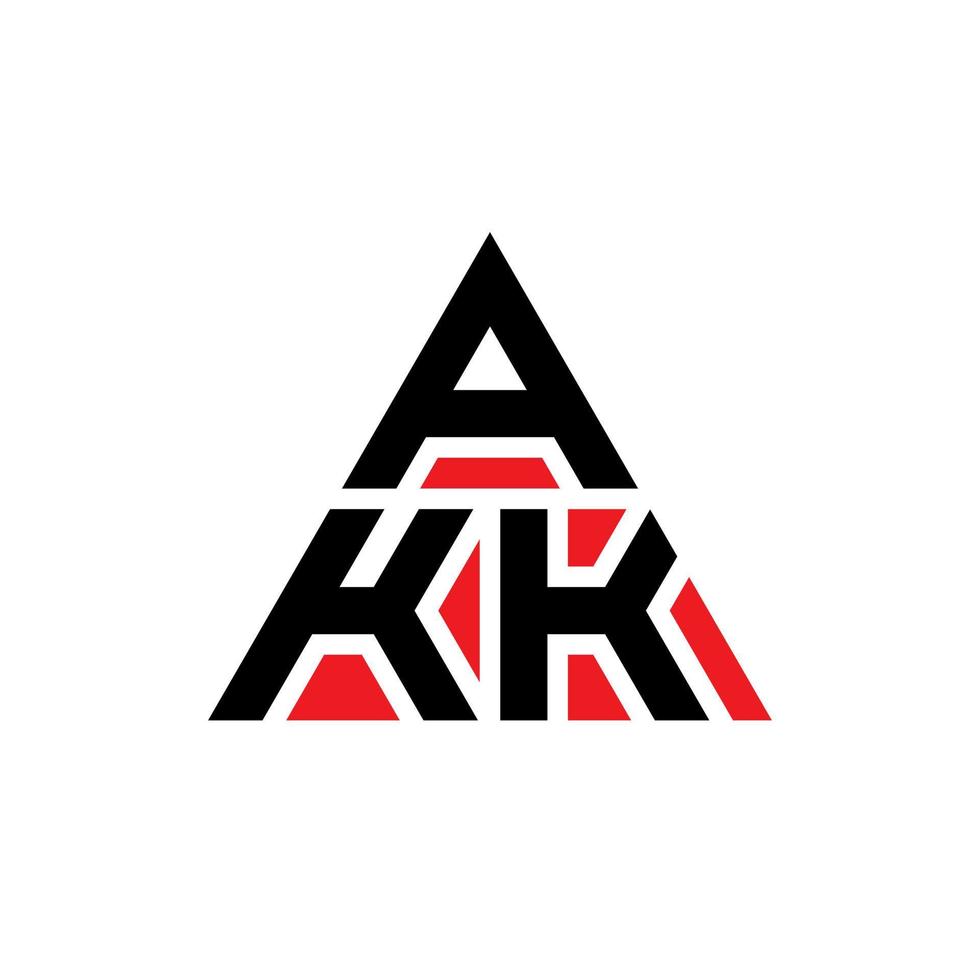 AKK triangle letter logo design with triangle shape. AKK triangle logo design monogram. AKK triangle vector logo template with red color. AKK triangular logo Simple, Elegant, and Luxurious Logo.