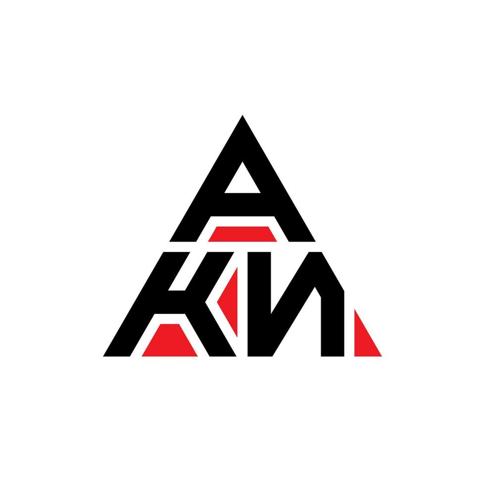 akn diseño de logotipo de letra triangular con forma de triángulo. monograma de diseño de logotipo de triángulo akn. plantilla de logotipo de vector de triángulo akn con color rojo. logotipo triangular akn logotipo simple, elegante y lujoso.