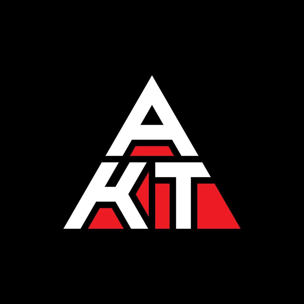 akt diseño de logotipo de letra triangular con forma de triángulo. monograma de diseño de logotipo de triángulo akt. plantilla de logotipo de vector de triángulo akt con color rojo. logotipo triangular akt logotipo simple, elegante y lujoso.