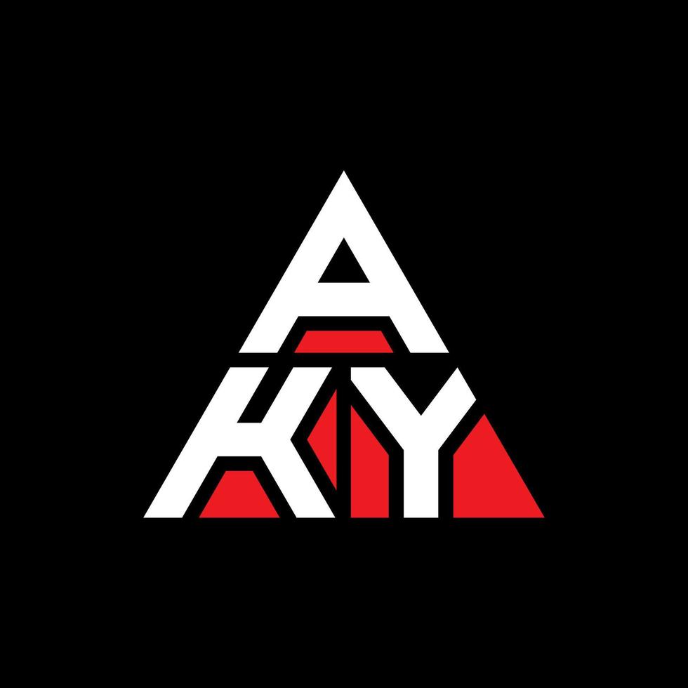 diseño de logotipo de letra triangular aky con forma de triángulo. monograma de diseño de logotipo de triángulo aky. plantilla de logotipo de vector de triángulo aky con color rojo. logotipo triangular aky logotipo simple, elegante y lujoso.