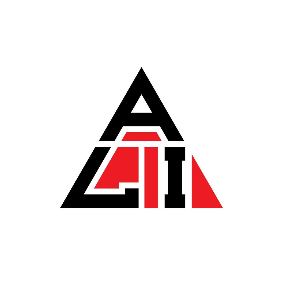 diseño de logotipo de letra triangular ali con forma de triángulo. monograma de diseño del logotipo del triángulo ali. plantilla de logotipo de vector de triángulo ali con color rojo. logotipo triangular ali logotipo simple, elegante y lujoso.