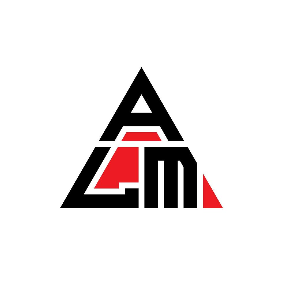 diseño de logotipo de letra triangular alm con forma de triángulo. monograma de diseño de logotipo de triángulo alm. plantilla de logotipo de vector de triángulo alm con color rojo. logotipo triangular alm logotipo simple, elegante y lujoso.