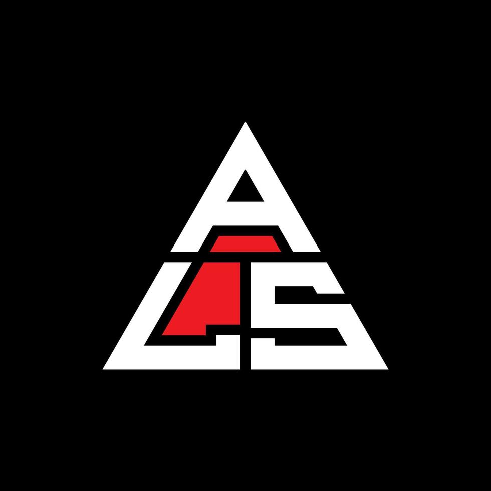 ALS triangle letter logo design with triangle shape. ALS triangle logo design monogram. ALS triangle vector logo template with red color. ALS triangular logo Simple, Elegant, and Luxurious Logo.