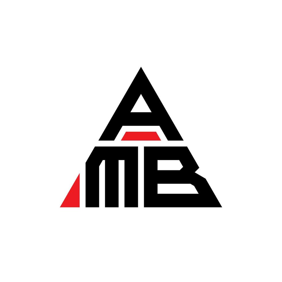 AMB triangle letter logo design with triangle shape. AMB triangle logo design monogram. AMB triangle vector logo template with red color. AMB triangular logo Simple, Elegant, and Luxurious Logo.