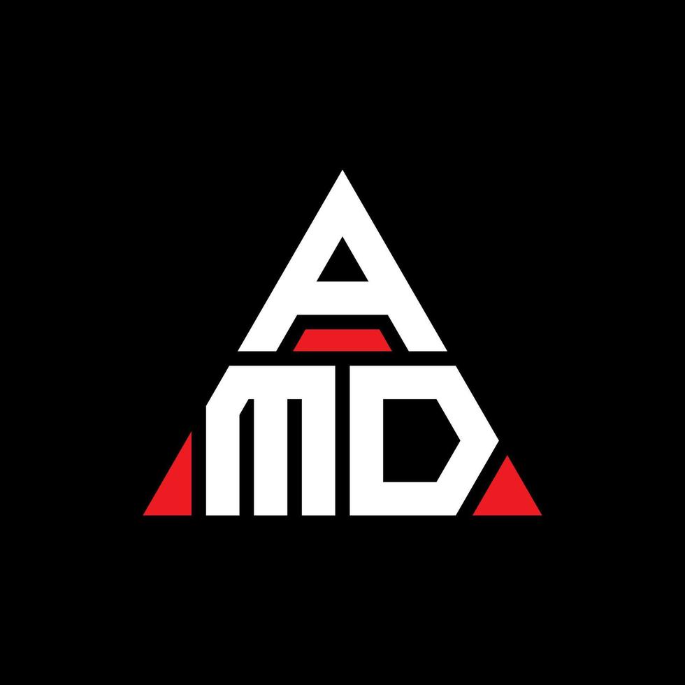 AMD triangle letter logo design with triangle shape. AMD triangle logo design monogram. AMD triangle vector logo template with red color. AMD triangular logo Simple, Elegant, and Luxurious Logo.