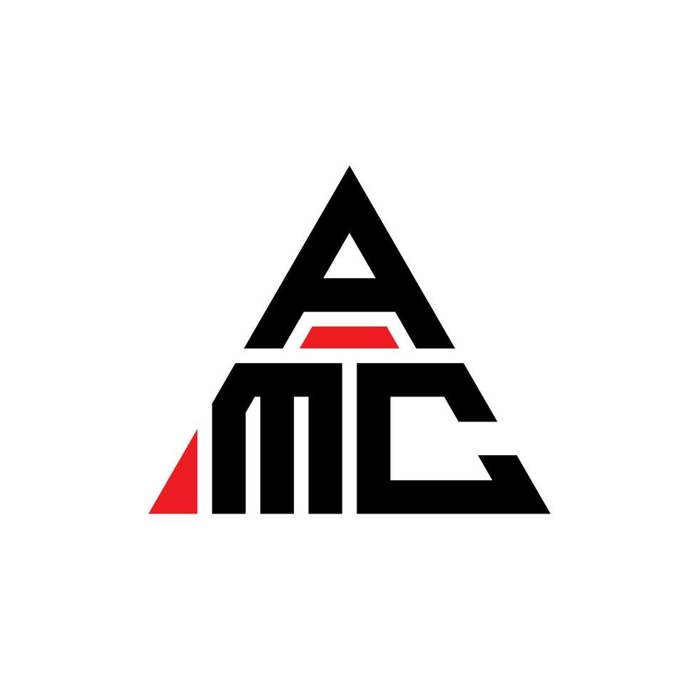 AMC triangle letter logo design with triangle shape. AMC triangle logo design monogram. AMC triangle vector logo template with red color. AMC triangular logo Simple, Elegant, and Luxurious Logo.