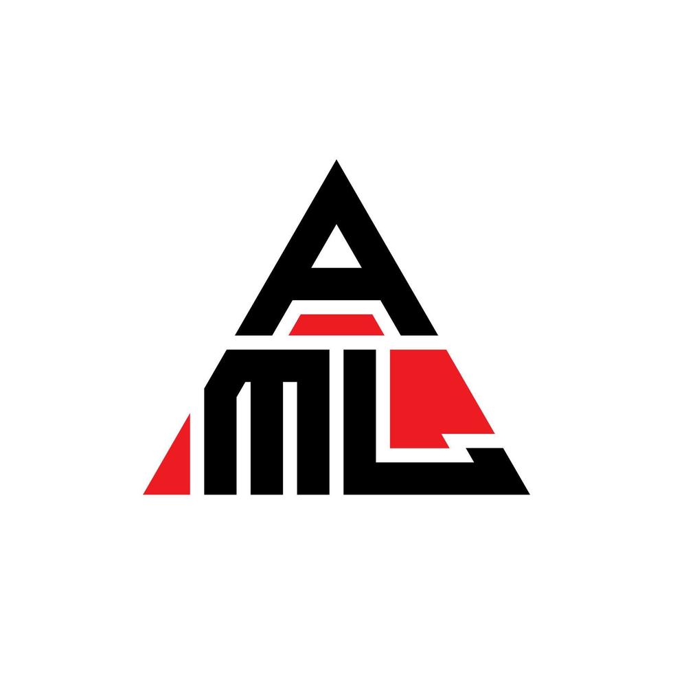 diseño de logotipo de letra triangular aml con forma de triángulo. monograma de diseño de logotipo de triángulo aml. plantilla de logotipo de vector de triángulo aml con color rojo. logotipo triangular aml logotipo simple, elegante y lujoso.