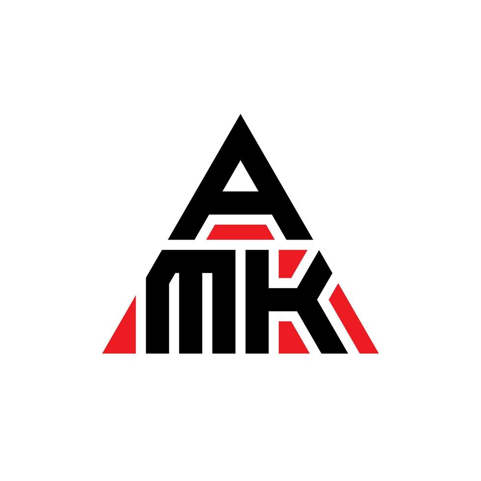 AMK triangle letter logo design with triangle shape. AMK triangle logo design monogram. AMK triangle vector logo template with red color. AMK triangular logo Simple, Elegant, and Luxurious Logo.