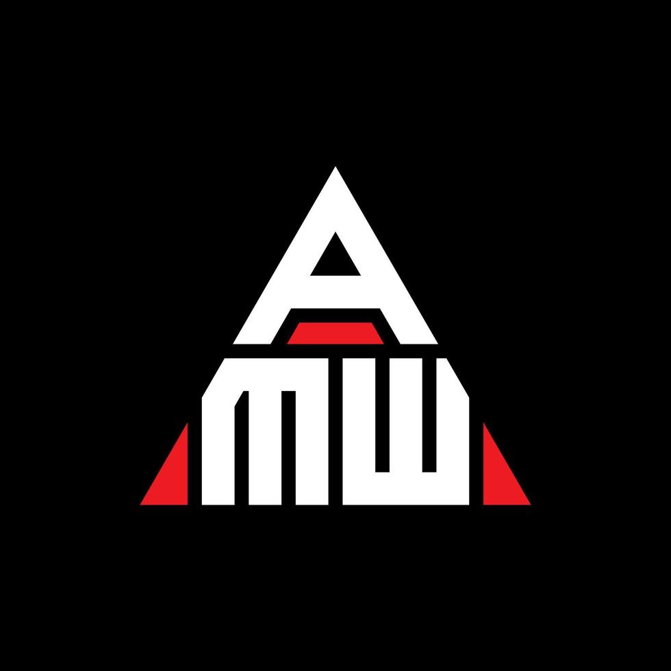 AMW triangle letter logo design with triangle shape. AMW triangle logo design monogram. AMW triangle vector logo template with red color. AMW triangular logo Simple, Elegant, and Luxurious Logo.
