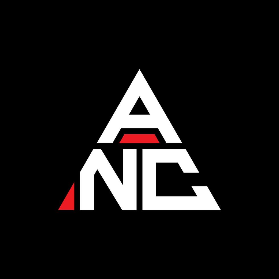 ANC triangle letter logo design with triangle shape. ANC triangle logo design monogram. ANC triangle vector logo template with red color. ANC triangular logo Simple, Elegant, and Luxurious Logo.