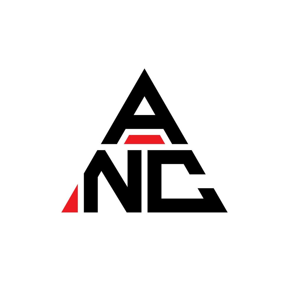 ANC triangle letter logo design with triangle shape. ANC triangle logo design monogram. ANC triangle vector logo template with red color. ANC triangular logo Simple, Elegant, and Luxurious Logo.