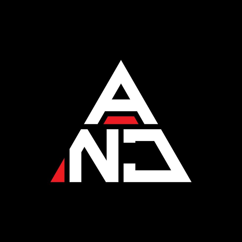 ANJ triangle letter logo design with triangle shape. ANJ triangle logo design monogram. ANJ triangle vector logo template with red color. ANJ triangular logo Simple, Elegant, and Luxurious Logo.