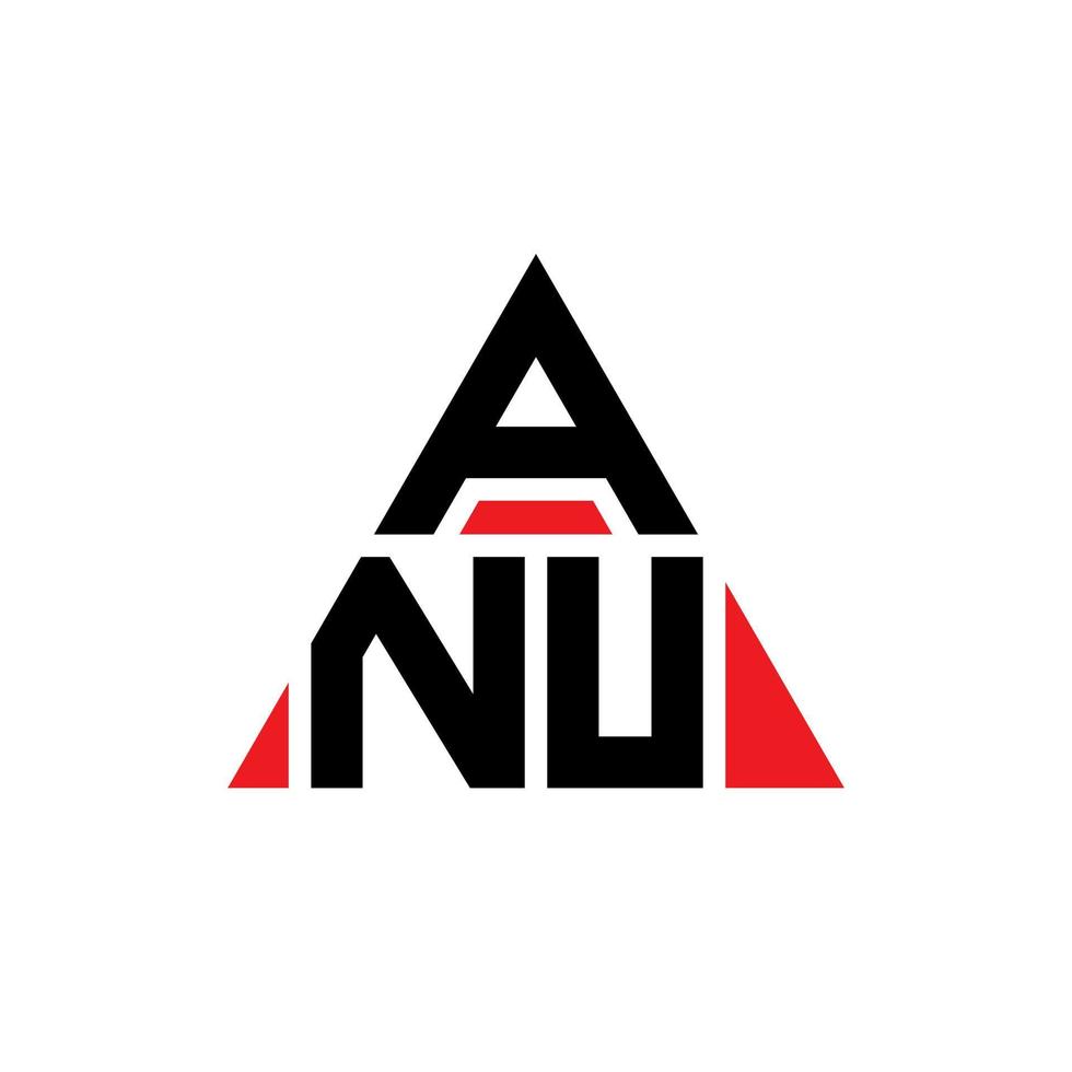 diseño de logotipo de letra triangular anu con forma de triángulo. monograma de diseño del logotipo del triángulo anu. plantilla de logotipo de vector de triángulo anu con color rojo. logotipo triangular anu logotipo simple, elegante y lujoso.