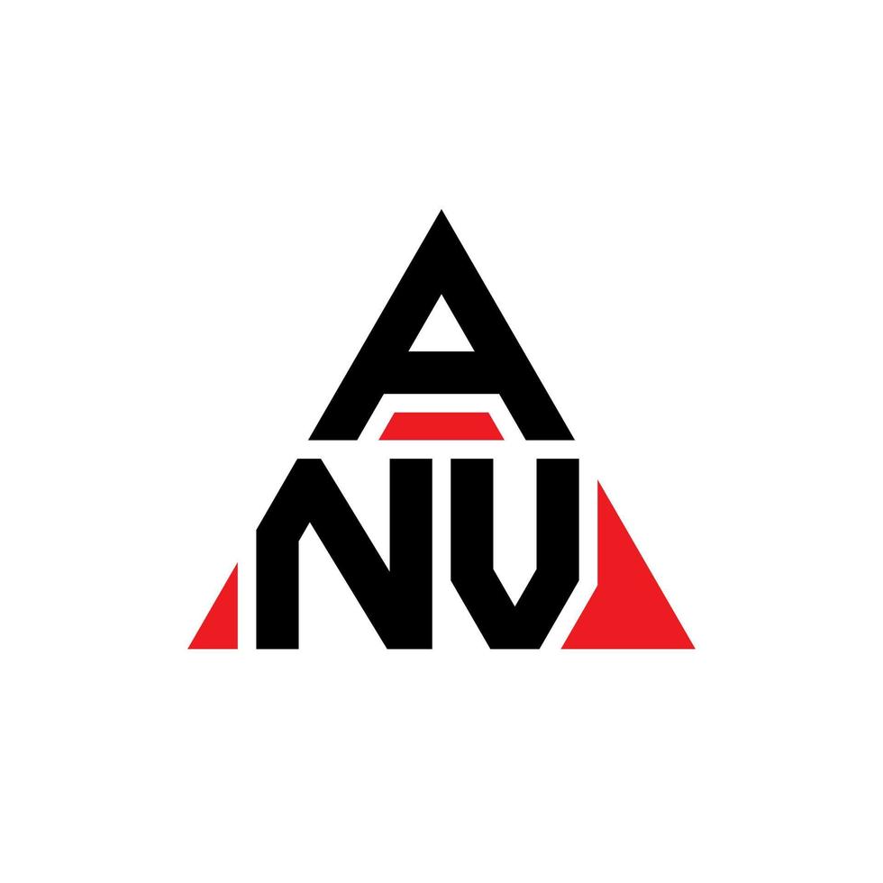 diseño de logotipo de letra de triángulo anv con forma de triángulo. monograma de diseño de logotipo de triángulo anv. anv plantilla de logotipo de vector de triángulo con color rojo. anv logo triangular logo simple, elegante y lujoso.