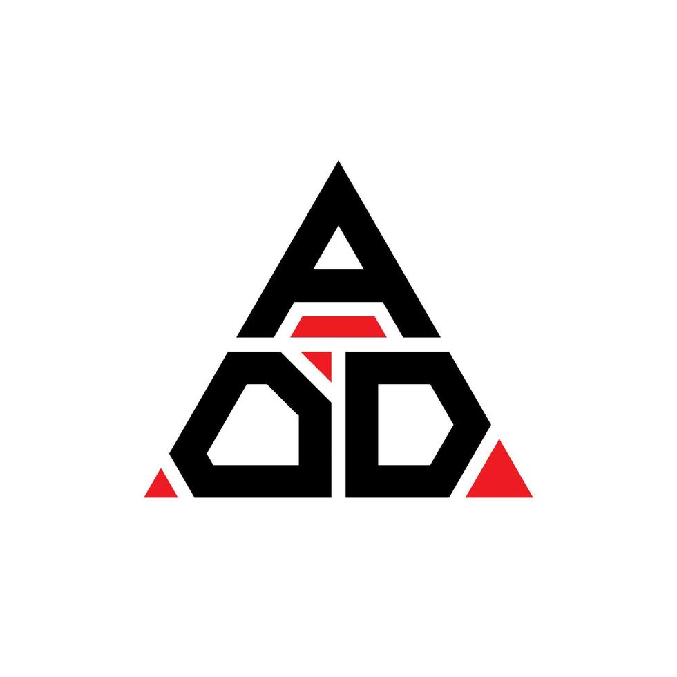 AOD triangle letter logo design with triangle shape. AOD triangle logo design monogram. AOD triangle vector logo template with red color. AOD triangular logo Simple, Elegant, and Luxurious Logo.