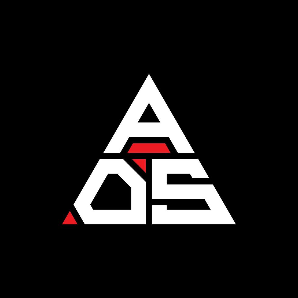 AOS triangle letter logo design with triangle shape. AOS triangle logo design monogram. AOS triangle vector logo template with red color. AOS triangular logo Simple, Elegant, and Luxurious Logo.