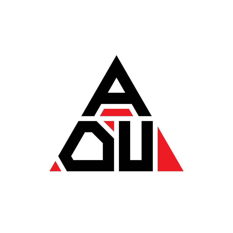 aou diseño de logotipo de letra triangular con forma de triángulo. monograma de diseño del logotipo del triángulo aou. plantilla de logotipo de vector de triángulo aou con color rojo. logotipo triangular aou logotipo simple, elegante y lujoso.