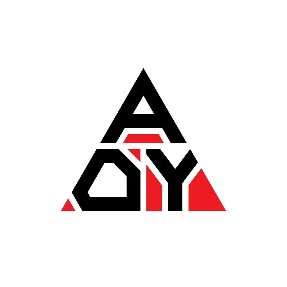 AOY triangle letter logo design with triangle shape. AOY triangle logo design monogram. AOY triangle vector logo template with red color. AOY triangular logo Simple, Elegant, and Luxurious Logo.