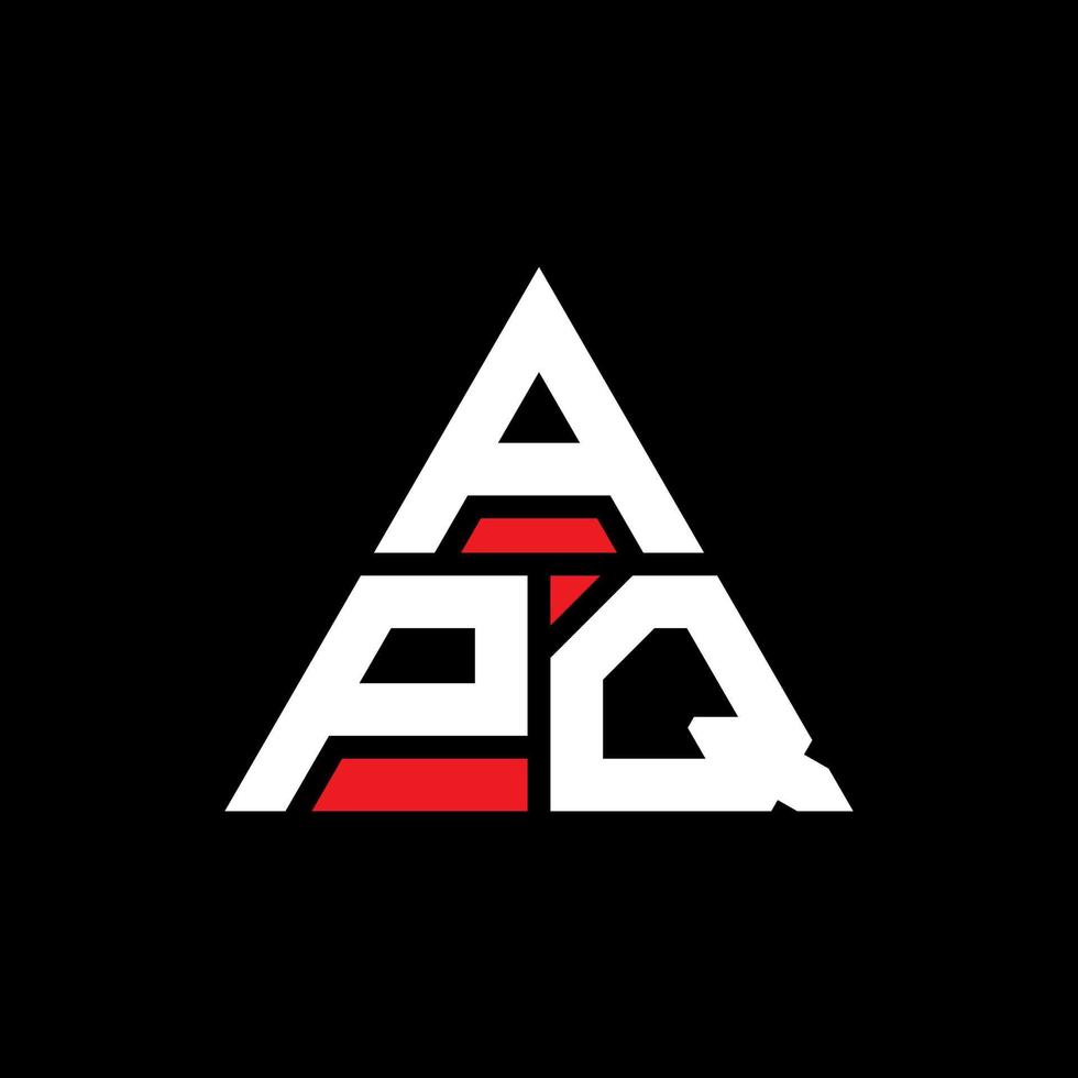 APQ triangle letter logo design with triangle shape. APQ triangle logo design monogram. APQ triangle vector logo template with red color. APQ triangular logo Simple, Elegant, and Luxurious Logo.