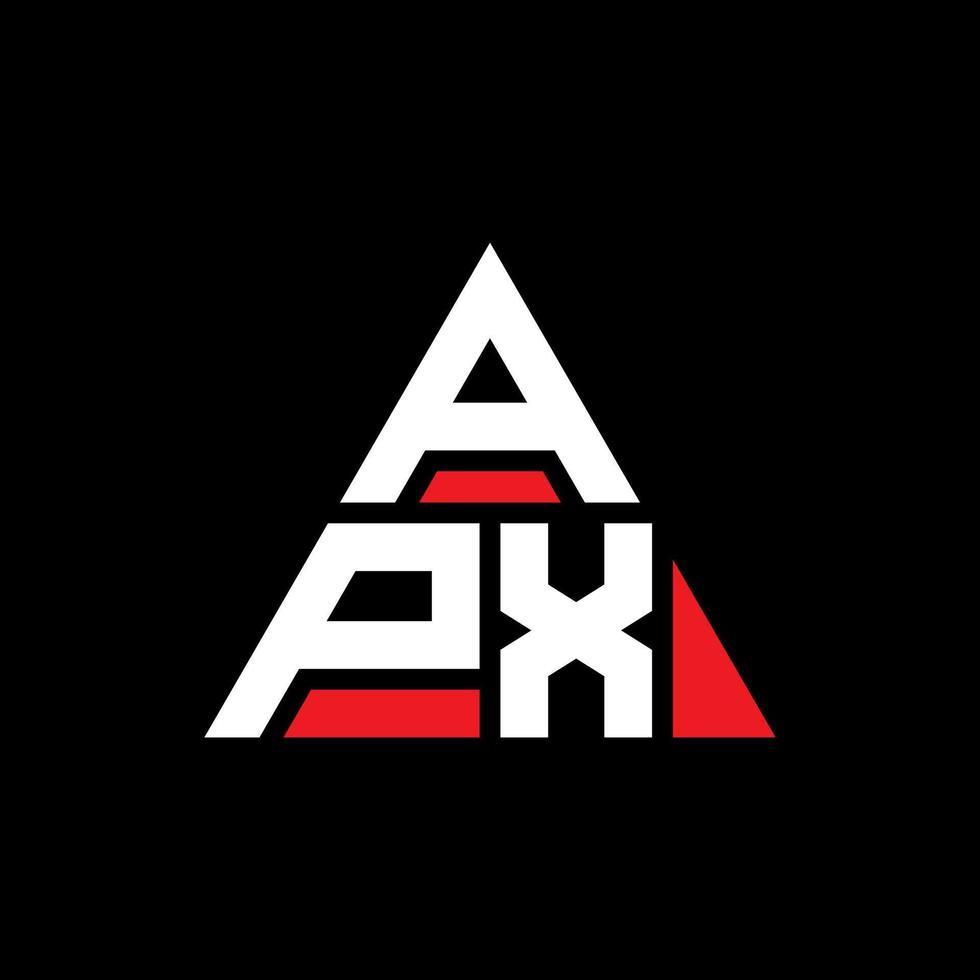 diseño de logotipo de letra triangular apx con forma de triángulo. monograma de diseño de logotipo de triángulo apx. plantilla de logotipo de vector de triángulo apx con color rojo. logo triangular apx logo simple, elegante y lujoso.