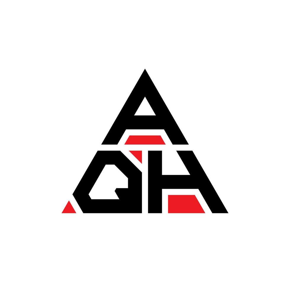 AQH triangle letter logo design with triangle shape. AQH triangle logo design monogram. AQH triangle vector logo template with red color. AQH triangular logo Simple, Elegant, and Luxurious Logo.